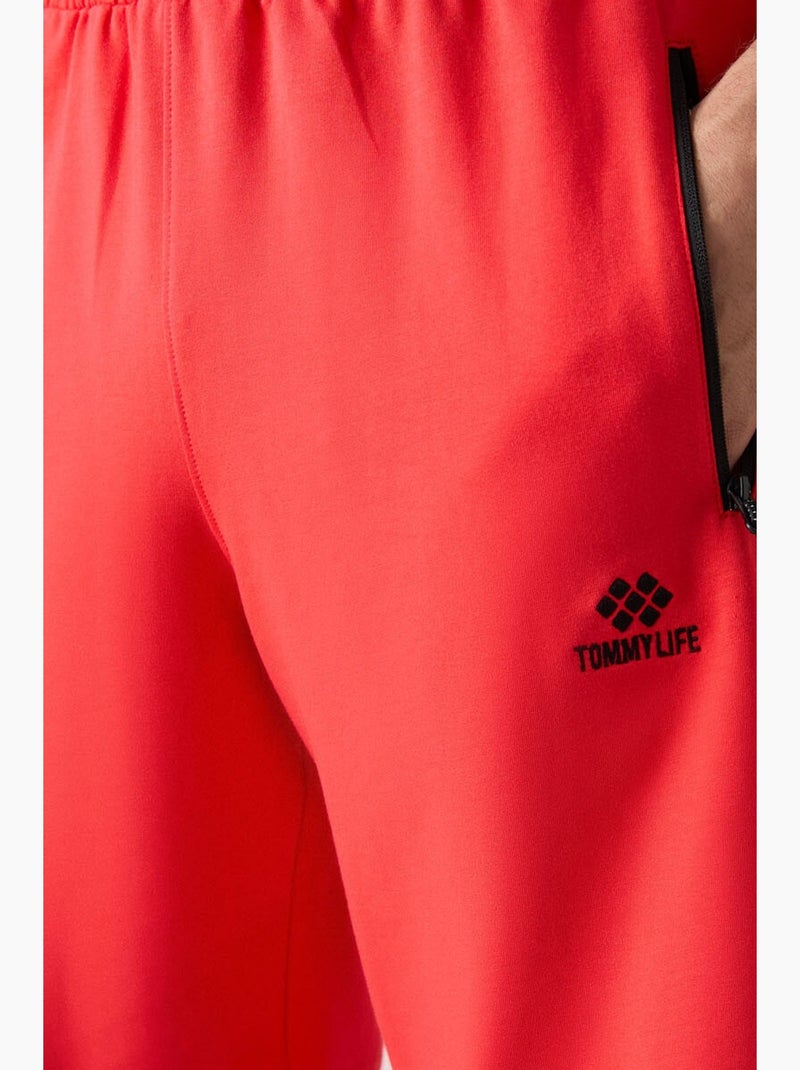 Men's calções de felpa em malha de corte regular tommy Laranja-mandarina - Kiabi