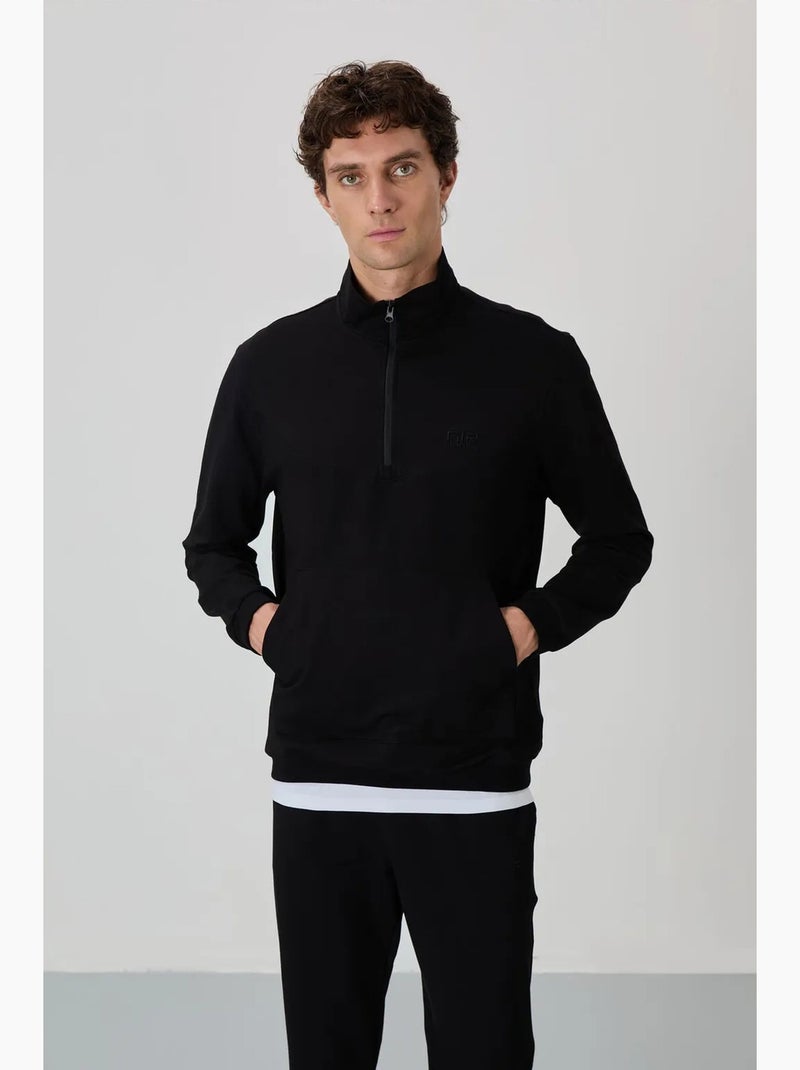 Men's conjunto de sweatshirt com fecho de correr frontal e calças tommy Preto - Kiabi
