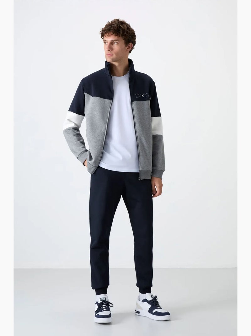 Men's conjunto de sweatshirt com fecho e calças color block tommy Azul Cinza Branco - Kiabi