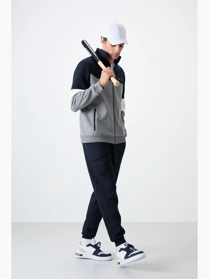 Men's conjunto de sweatshirt com fecho e calças color block tommy Azul Cinza Branco - Kiabi