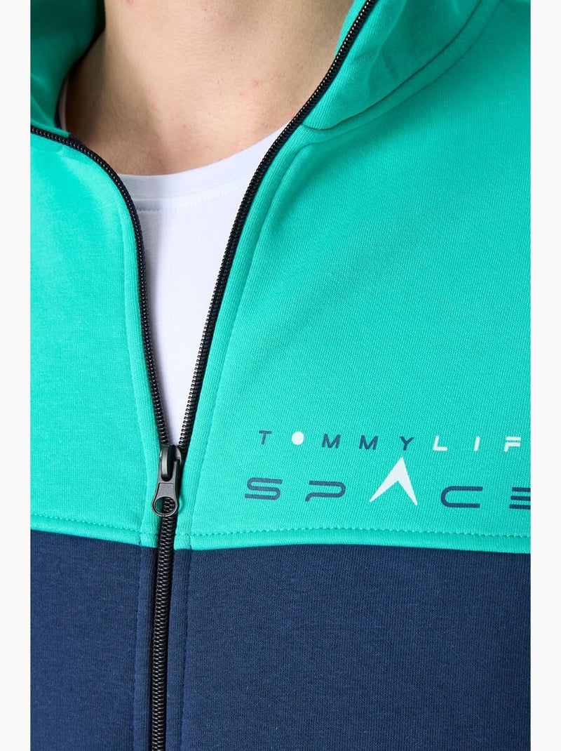 Men's conjunto de sweatshirt com fecho e calças color block tommy Azul Verde Branco - Kiabi