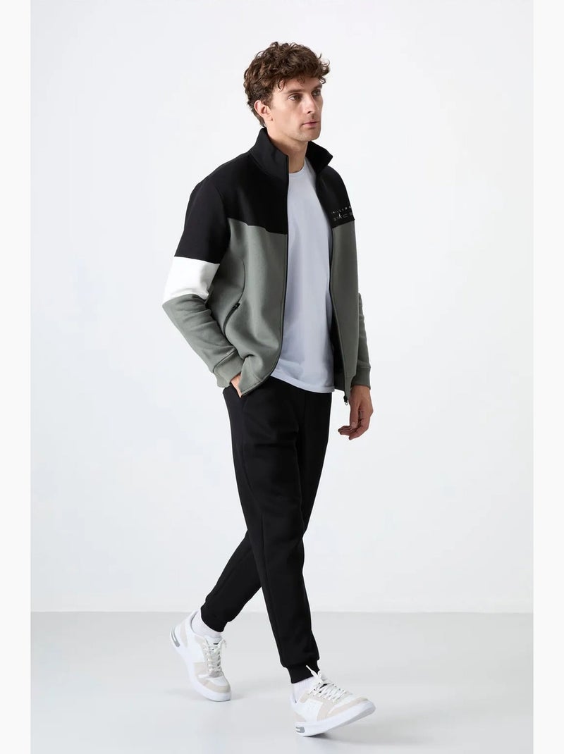 Men's conjunto de sweatshirt com fecho e calças color block tommy Preto Cinza Branco - Kiabi