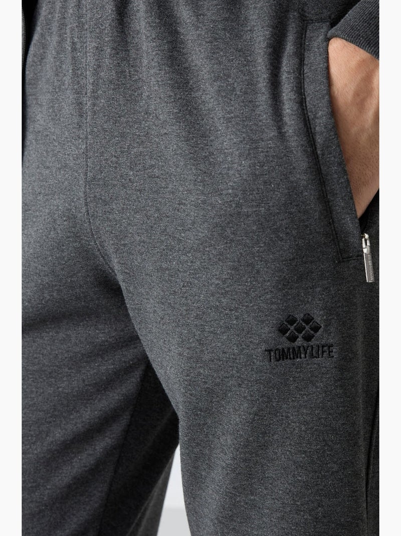 Men's conjunto de sweatshirt e calças relaxed fit com gola com fecho tommy Cinza-preto - Kiabi