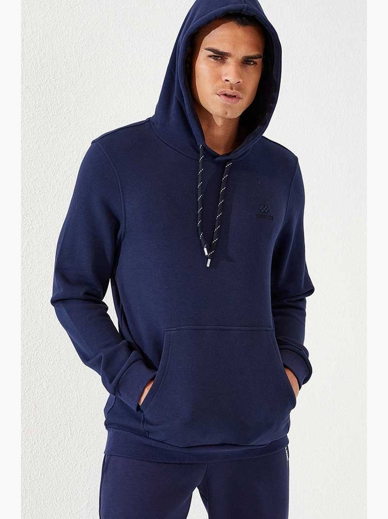 Men's sweatshirt com capuz lisa com bolso tommy Índigo - Kiabi
