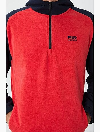 Men's sweatshirt de pelúcia com meia abertura de fecho e blocos de cor tommy