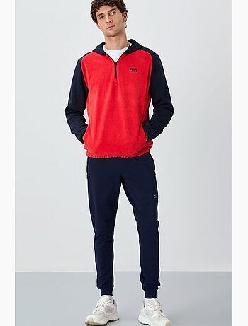 Men's sweatshirt de pelúcia com meia abertura de fecho e blocos de cor tommy