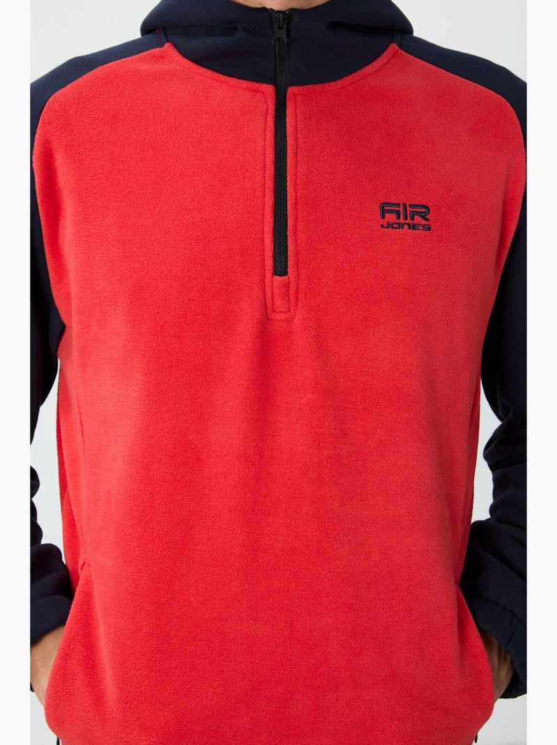 Men's sweatshirt de pelúcia com meia abertura de fecho e blocos de cor tommy Vermelho - Kiabi