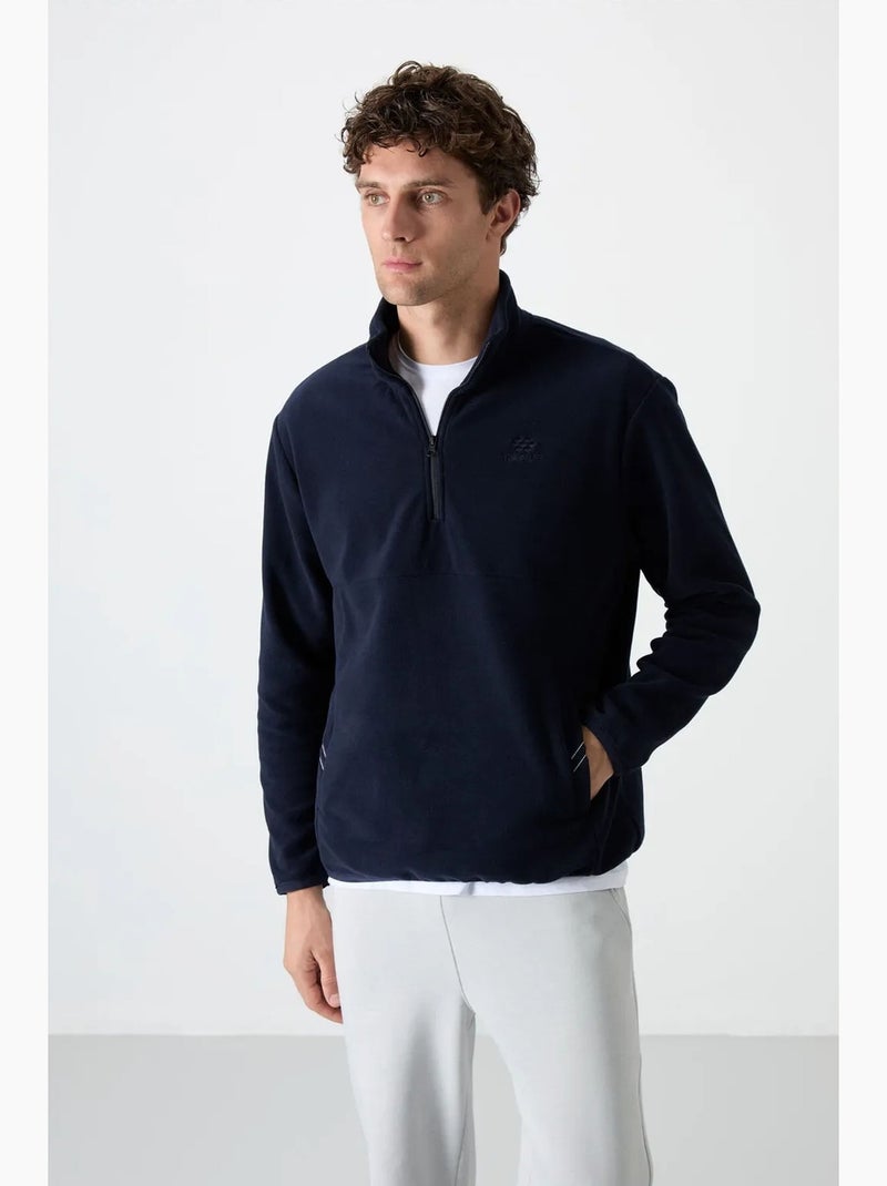 Men's sweatshirt de pelúcia com meia abertura de fecho tommy Azul-marinho - Kiabi