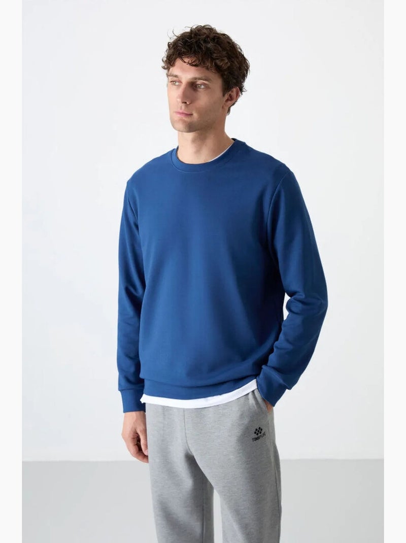 Men's sweatshirt liso com gola redonda tommy Branco Azul - Kiabi