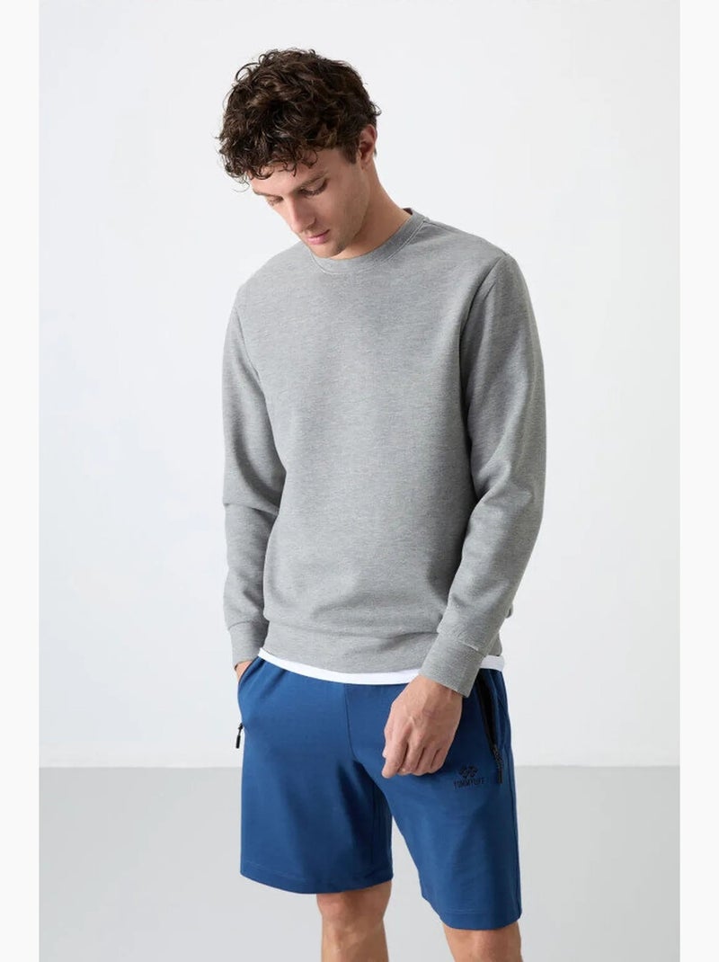Men's sweatshirt liso com gola redonda tommy Cinza claro - Kiabi