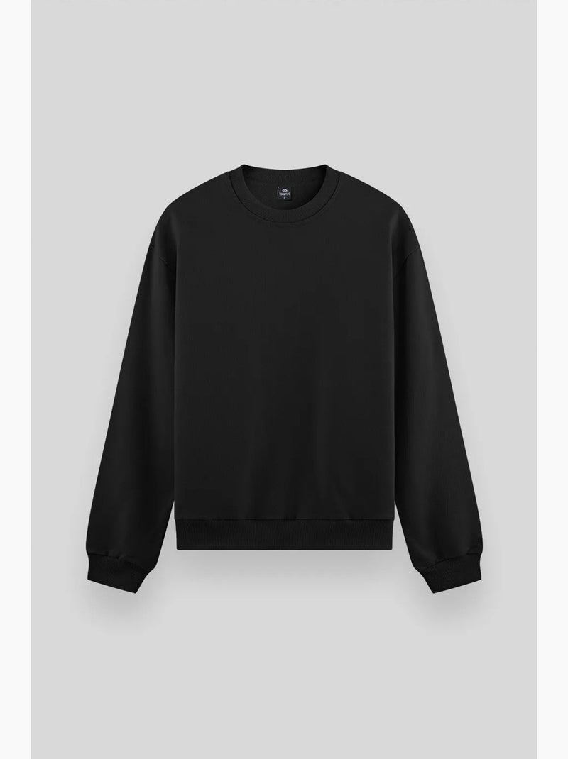 Men's sweatshirt liso com gola redonda tommy Preto Branco - Kiabi