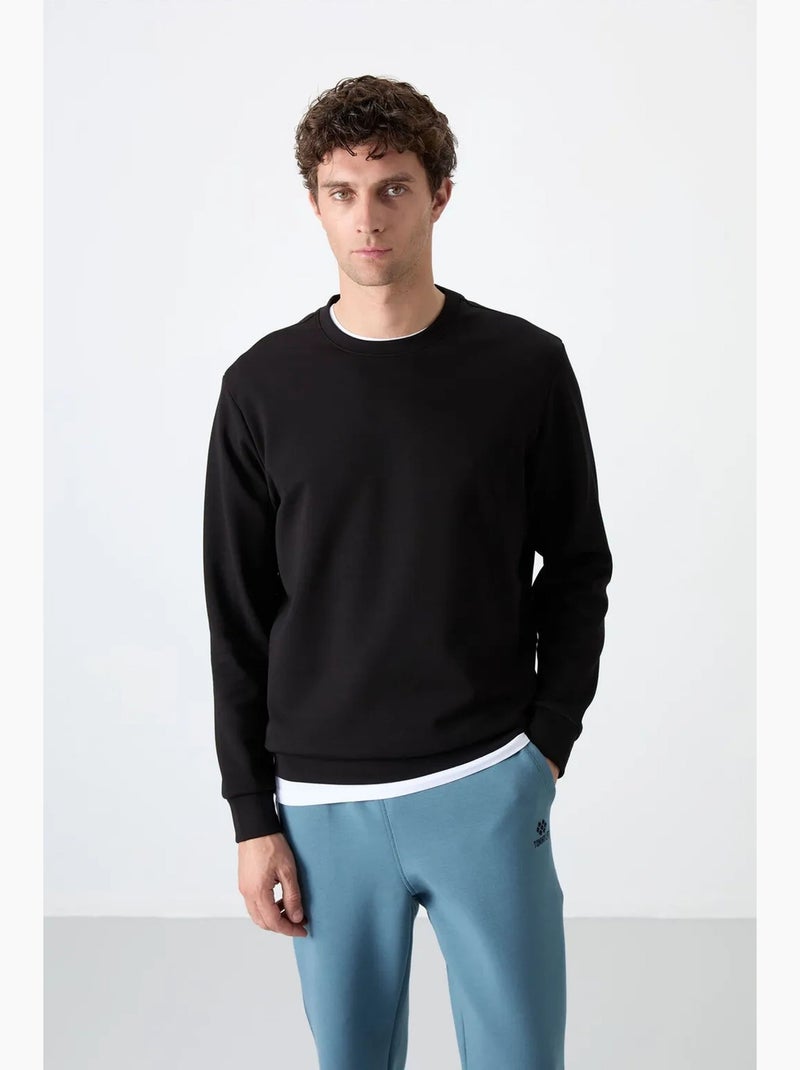 Men's sweatshirt liso com gola redonda tommy Preto - Kiabi
