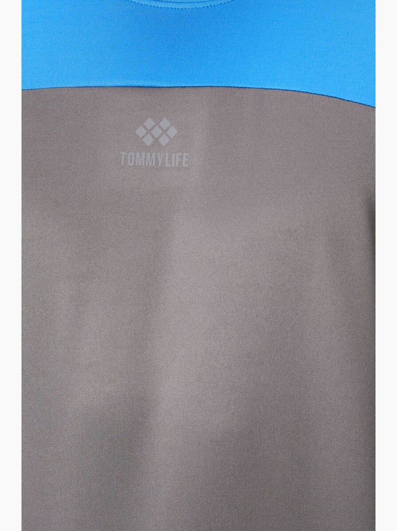 Men's t-shirt color block com gola redonda tommy Azul-cinza - Kiabi