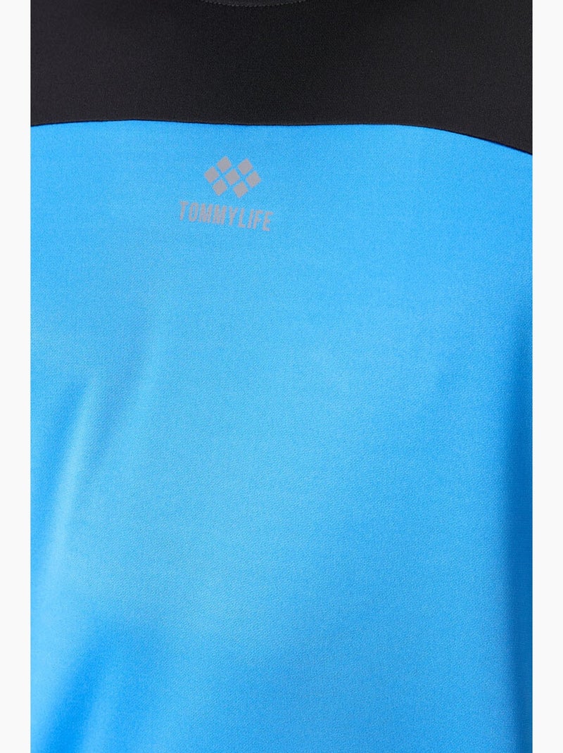 Men's t-shirt color block com gola redonda tommy Azul-Preto - Kiabi