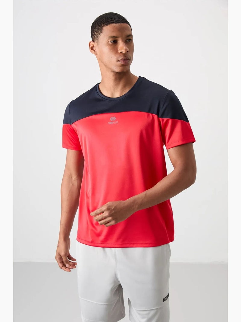Men's t-shirt color block com gola redonda tommy Azul Vermelho - Kiabi