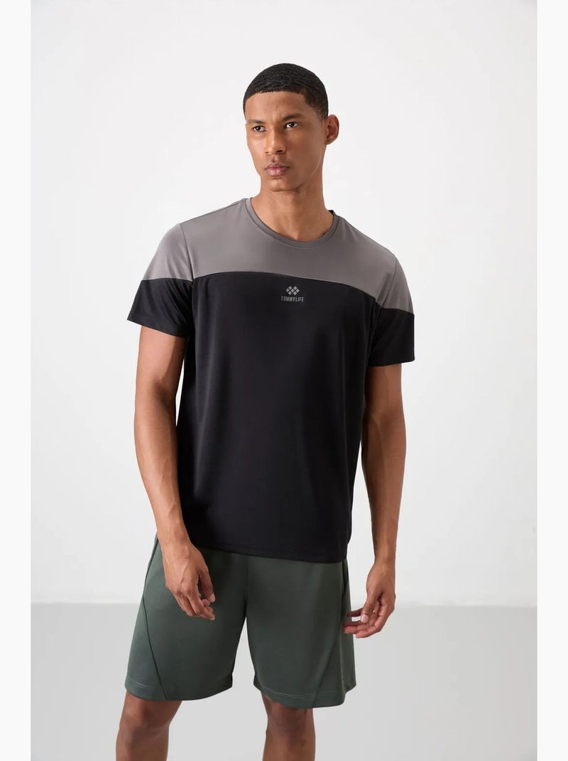 Men's t-shirt color block com gola redonda tommy Cinza-preto - Kiabi