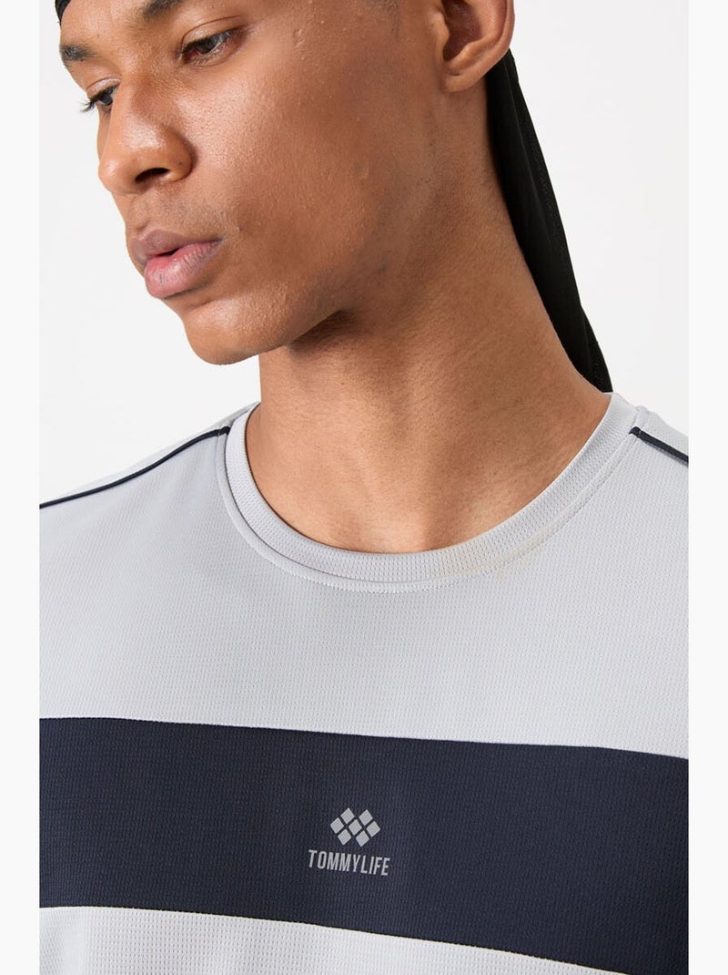 Men's t-shirt de gola redonda color block tommy Cinza-azul - Kiabi