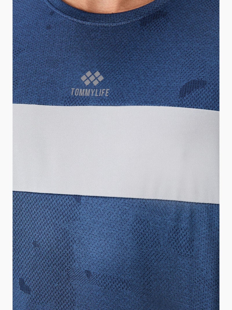 Men's t-shirt de gola redonda com blocos de cor tommy Azul Branco - Kiabi