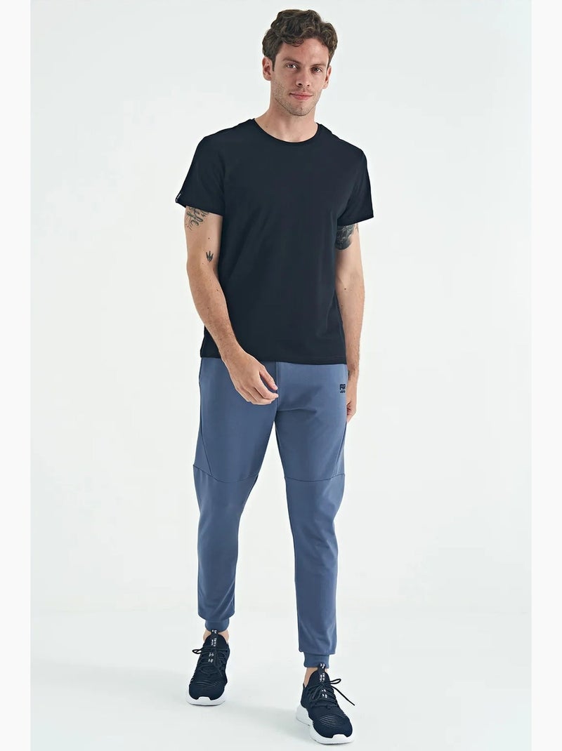Men's t-shirt de gola redonda em algodão e elastano tommy Azul-lago - Kiabi