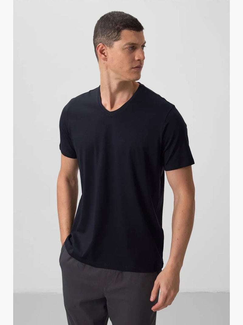 Men's t-shirt de manga curta com decote em v tommy Azul-lago - Kiabi