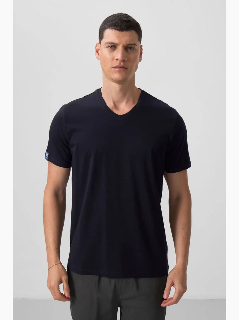 Men's t-shirt de manga curta com decote em v tommy Azul-lago - Kiabi