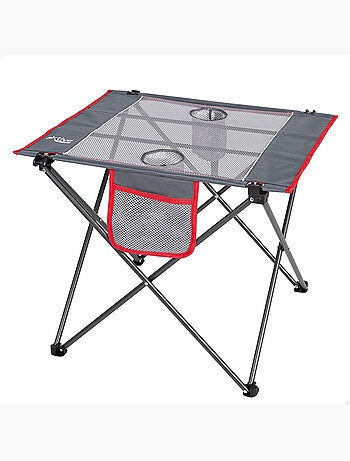 Mesa de campismo dobrável com porta-copos e bolso aktive