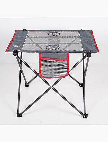 Mesa de campismo dobrável com porta-copos e bolso aktive