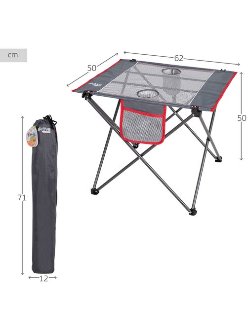 Mesa de campismo dobrável com porta-copos e bolso aktive - Kiabi