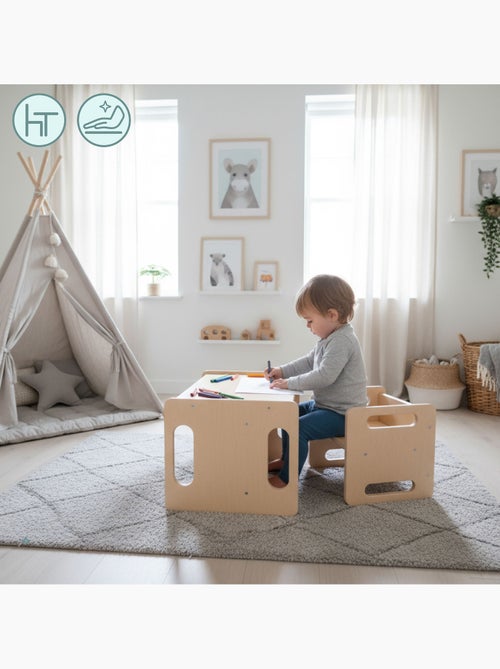 Mesa e cadeira montessori 6 em 1 para crianças a partir dos 3 anos - Kiabi Mesa e cadeira montessori 6 em 1 para crianças a partir dos 3 anos - Kiabi