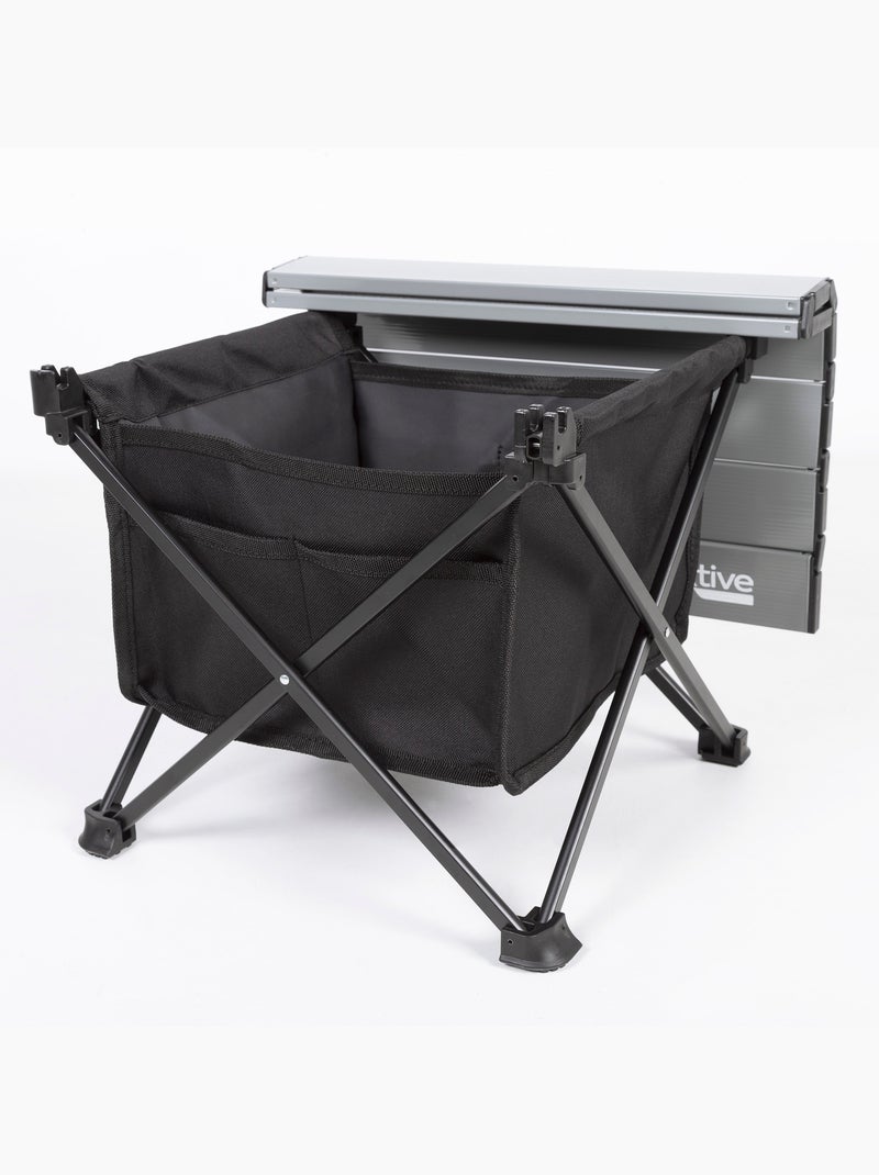 Mesa lateral dobrável para camping com bolsa de armazenamento e bolso aktive Cinza - Kiabi