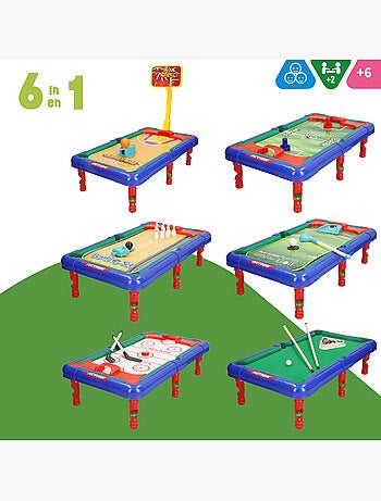 Mesa multi-jogos 6 jogos de tabuleiro em 1 43x25x12 cm