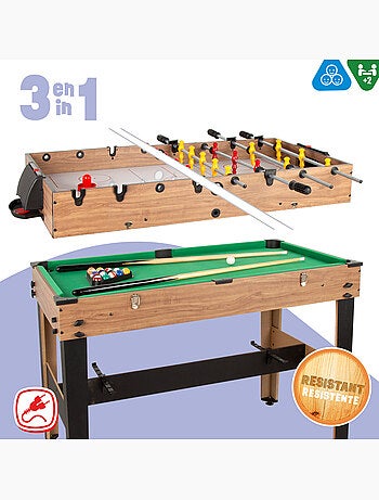 Mesa multijogos 3 em 1 mesa de futebol/billiards/hockey 107x58x88 cm cb games