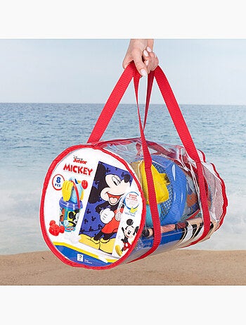 Mickey conjunto de balde de praia com acessórios toalha e saco