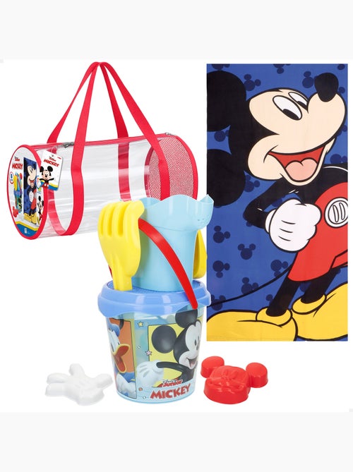 Mickey conjunto de balde de praia com acessórios toalha e saco - Kiabi