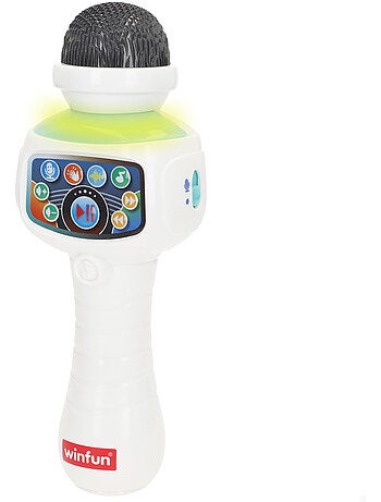 Microfone de karaoke de brinquedo sem fios winfun com luz, melodias e efeitos