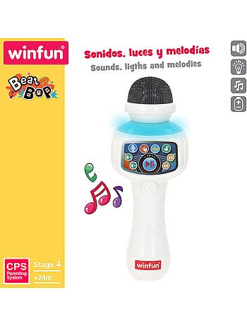 Microfone de karaoke de brinquedo sem fios winfun com luz, melodias e efeitos