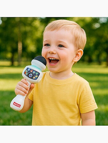 Microfone de karaoke de brinquedo sem fios winfun com luz, melodias e efeitos