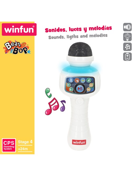 Microfone de karaoke de brinquedo sem fios winfun com luz, melodias e efeitos - Kiabi