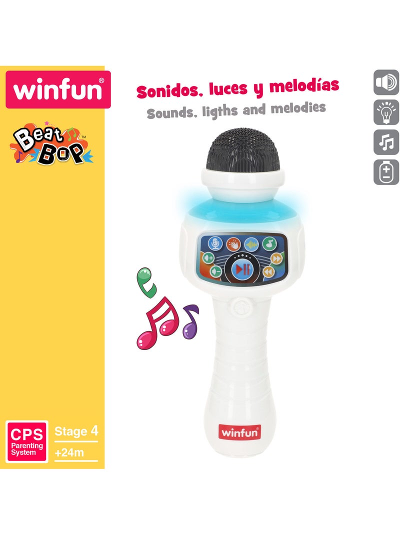 Microfone de karaoke de brinquedo sem fios winfun com luz, melodias e efeitos N/D - Kiabi