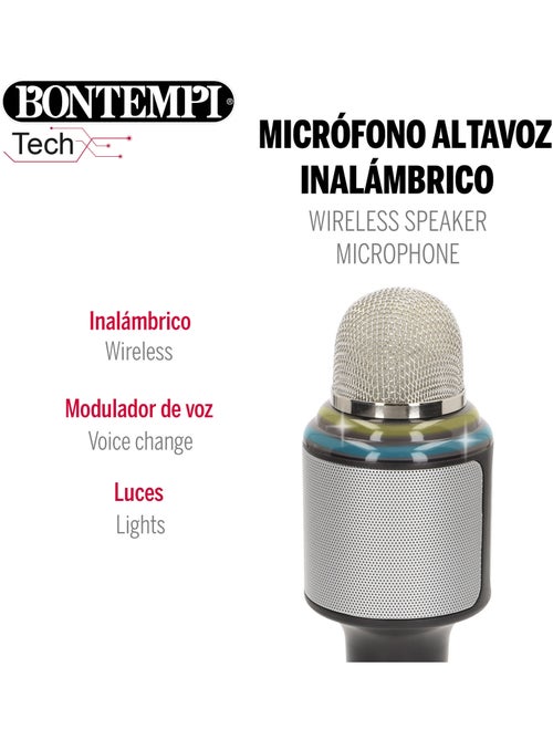 Microfone de karaokê sem fio com alto-falante e luzes bontempi - Kiabi Microfone de karaokê sem fio com alto-falante e luzes bontempi - Kiabi