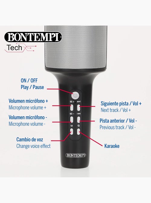 Microfone de karaokê sem fio com alto-falante e luzes bontempi - Kiabi Microfone de karaokê sem fio com alto-falante e luzes bontempi - Kiabi