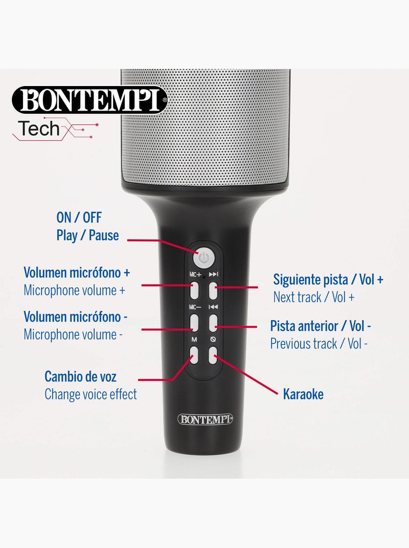 Microfone de karaokê sem fio com alto-falante e luzes bontempi N/D - Kiabi