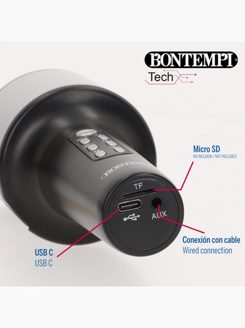 Microfone de karaokê sem fio com alto-falante e luzes bontempi - Kiabi Microfone de karaokê sem fio com alto-falante e luzes bontempi - Kiabi