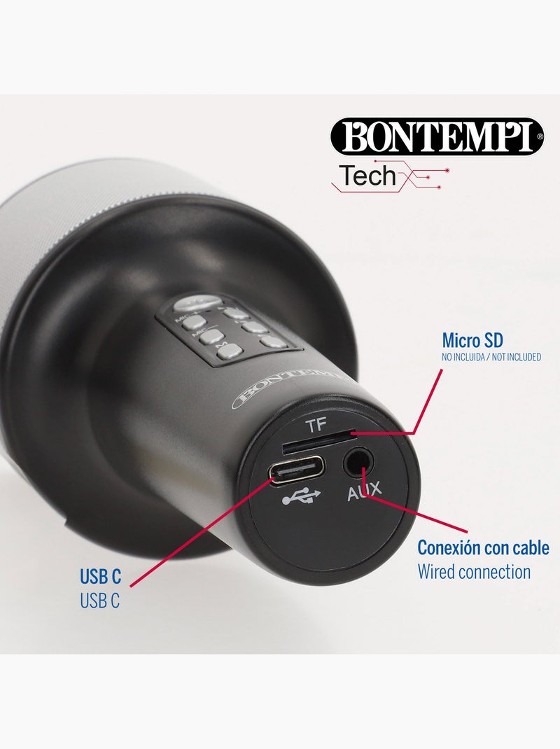 Microfone de karaokê sem fio com alto-falante e luzes bontempi N/D - Kiabi