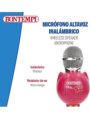 Microfone sem fios rosa para crianças c/altifalante bontempi