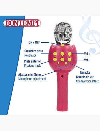 Microfone sem fios rosa para crianças c/altifalante bontempi