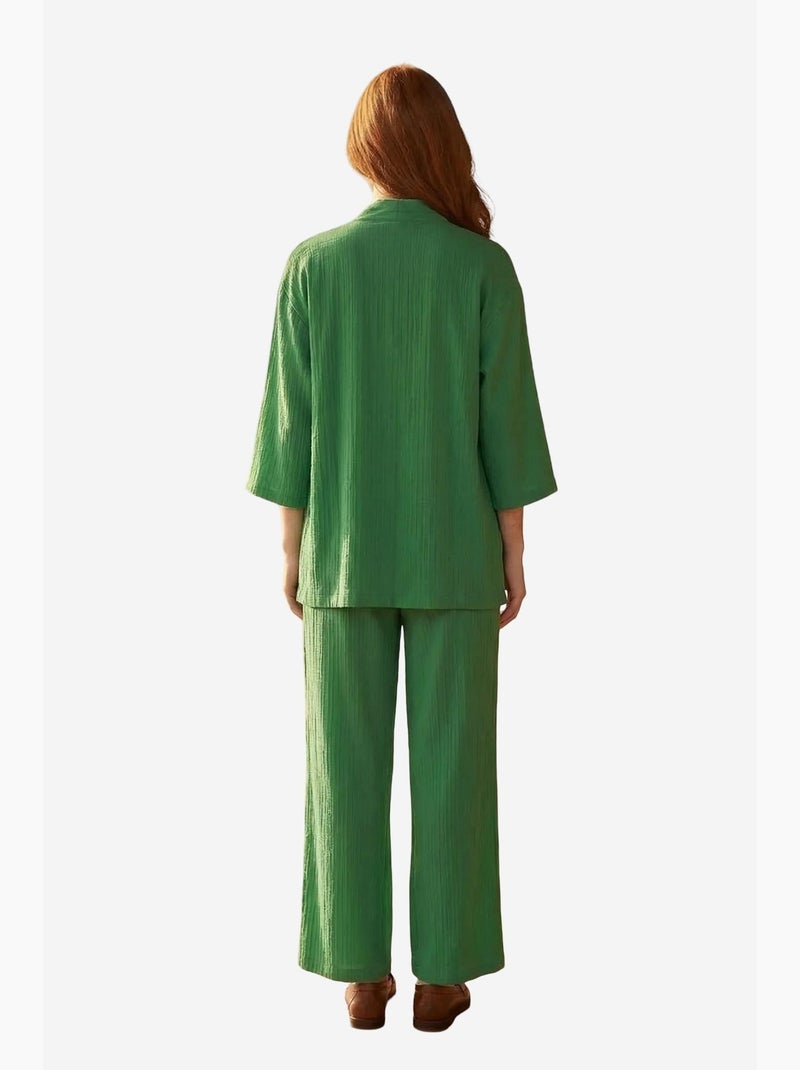 Mid waist wide leg two-piece co-ord set my fashion Verde escuro - Kiabi