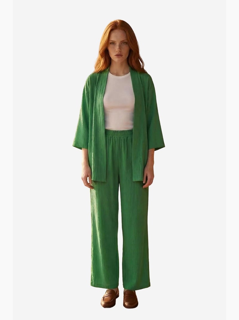 Mid waist wide leg two-piece co-ord set my fashion Verde escuro - Kiabi