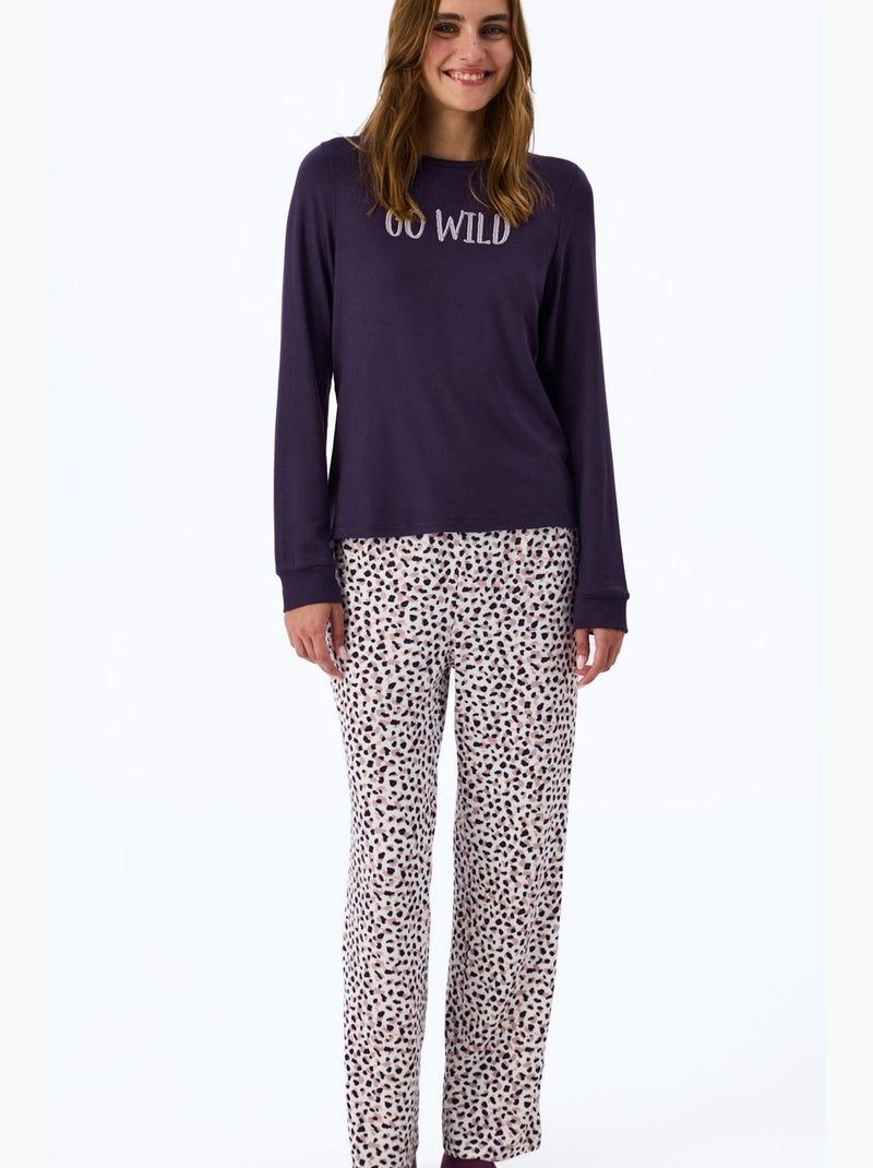 Midnight mood camisola de pijama de manga comprida com estampado de slogan penti Roxo - Kiabi