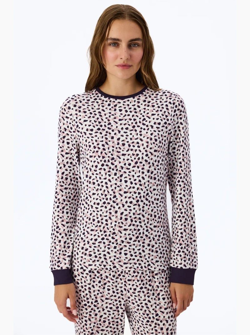 Midnight mood top de pijama estampado de manga comprida penti Branco Azul - Kiabi